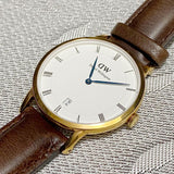 Daniel Wellington Dapper Bristol White Dial Brown Leather Strap Watch For Women - DW00100094 Buy Now By Daniel Wellington