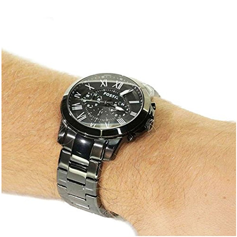 Fossil Grant Chronograph Black Dial Black Steel Strap Watch for Men - FS4832 Buy Now By Fossil
