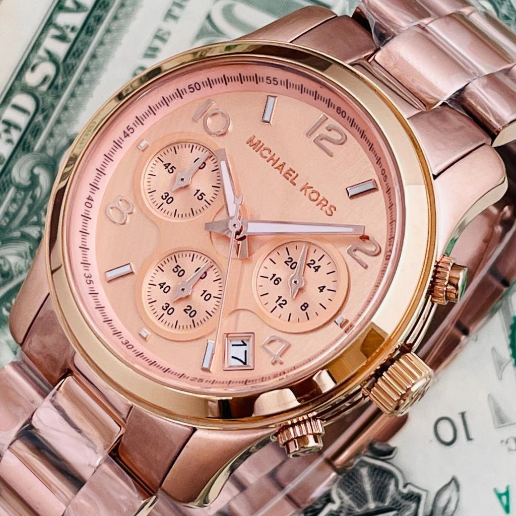 Michael Kors Runway Rose Gold Dial Rose Gold Steel Strap Watch for Women - MK5128 Buy Now By Michael Kors