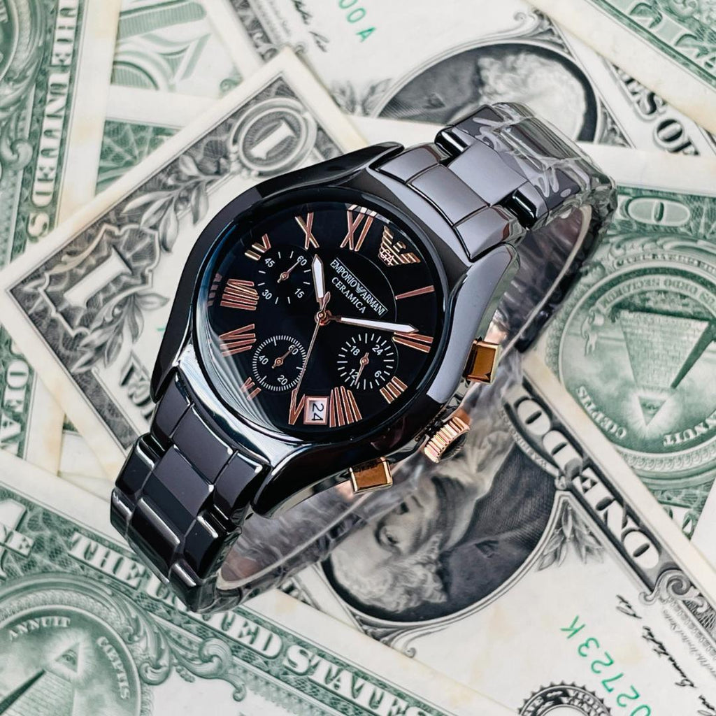 Emporio Armani Chronograph Black Ceramic Stainless Steel Dial Watch For Women - AR1411 Buy Now By Emporio Armani