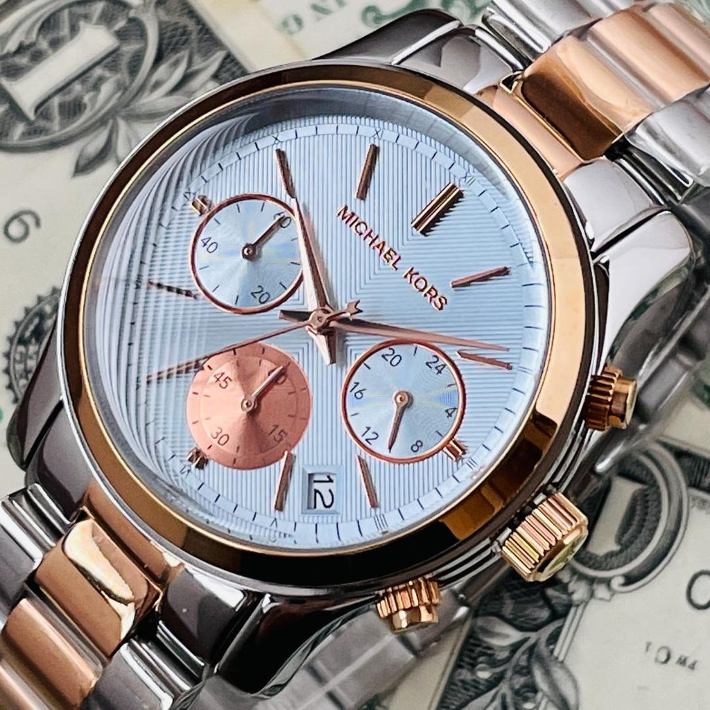 Michael Kors Runway Chronograph Blue Dial Two Tone Steel Strap Watch For Women - MK6166 Buy Now By Michael Kors