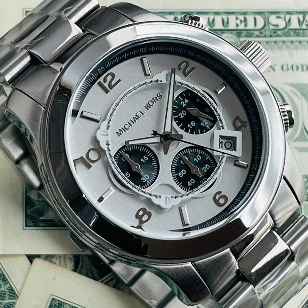 Michael Kors Runway Chronograph Silver Dial Silver Steel Strap Watch for Men - MK8060 Buy Now By Michael Kors