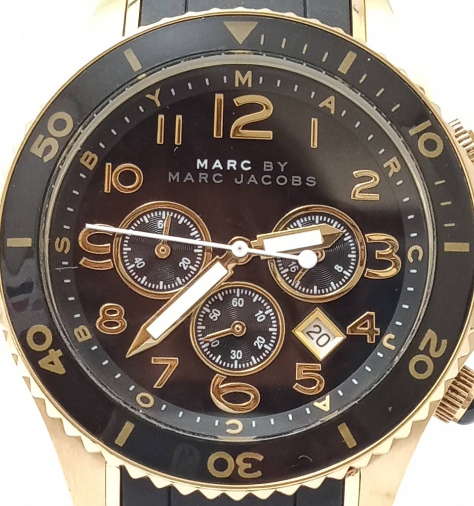 Marc Jacobs Rock Chronograph Black Dial Black Silicone Strap Watch for Women - MBM2552 Buy Now By Marc Jacobs