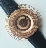 Versace V Metal Icon Black Dial Black Leather Strap Watch For Men - VQL020015 Buy Now By Versace