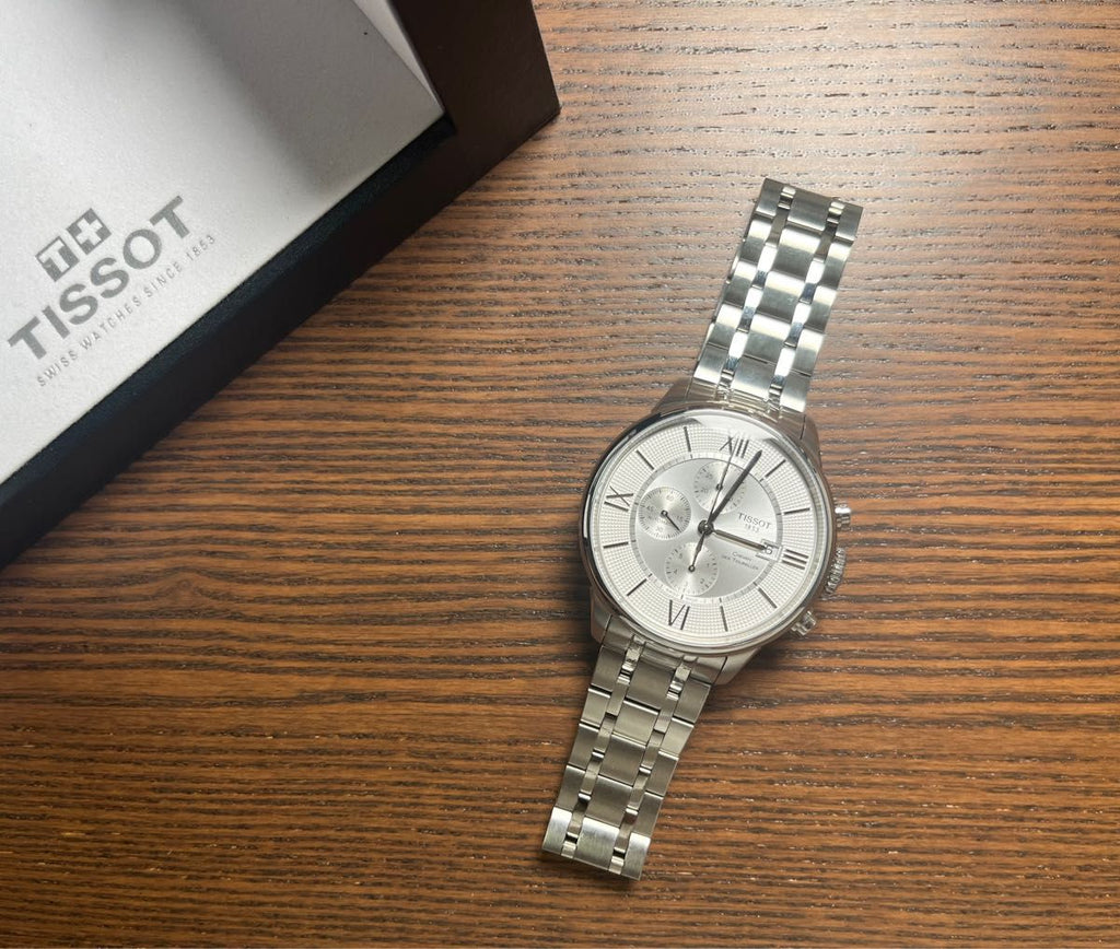 Tissot Chemin des Tourelles Automatic Chronograph White Dial Silver Steel Strap Watch for Men - T099.427.11.038.00 Buy Now By Tissot