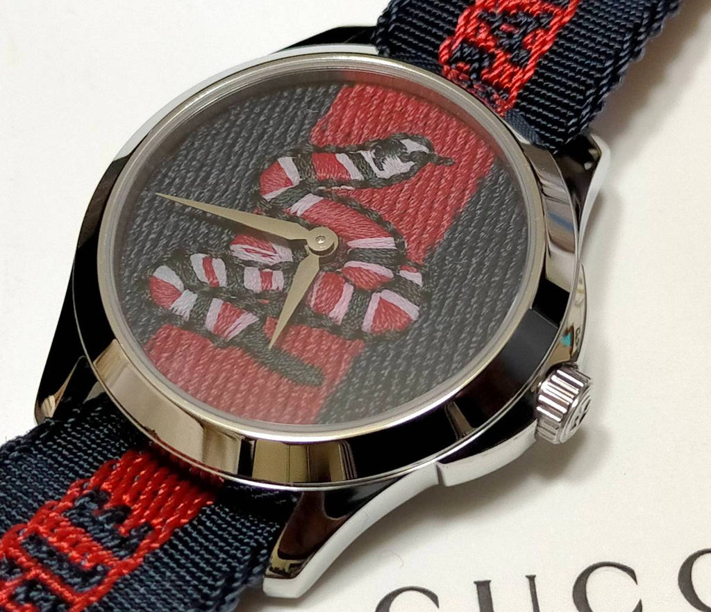 Gucci Le Marche Des Merveilles Blue Red Dial Blue Red Nylon Strap Unisex Watch - YA126493 Buy Now By Gucci