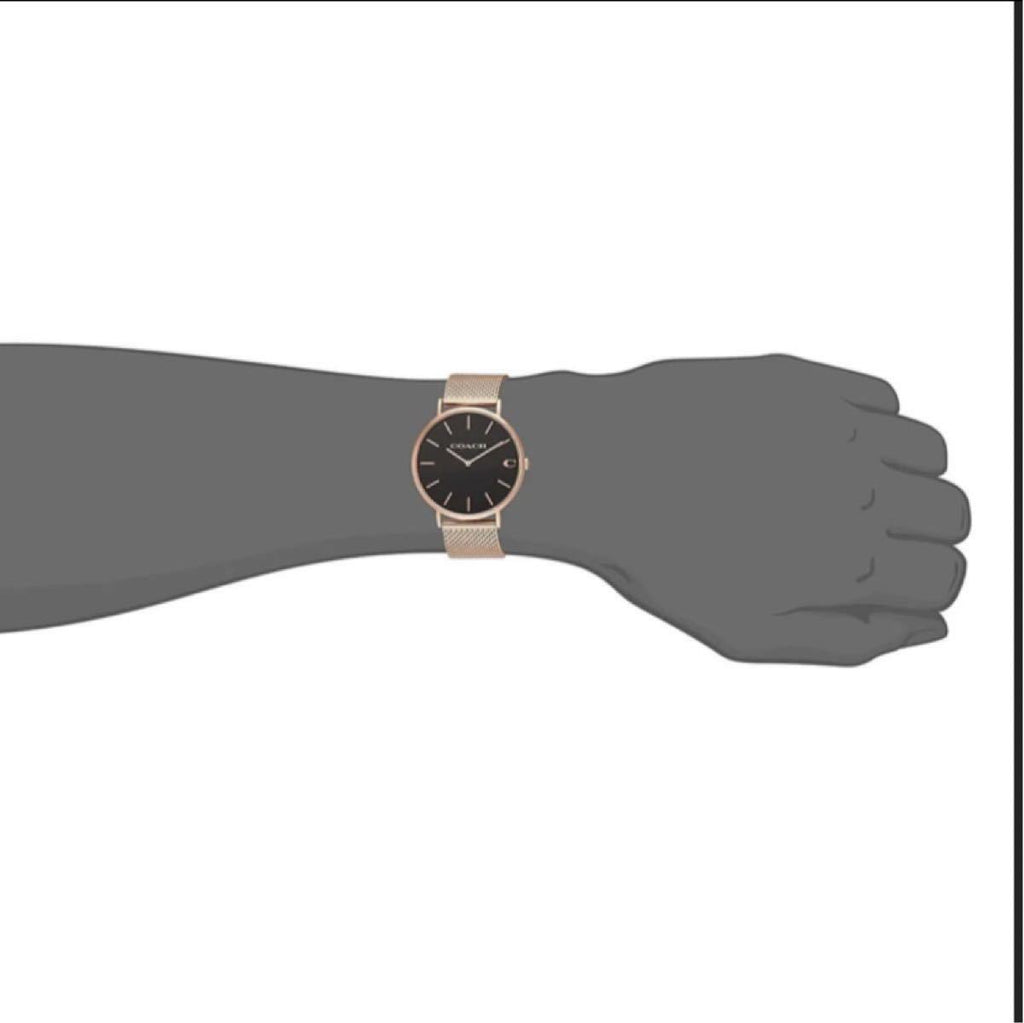 Coach Charles Black Dial Rose Gold Mesh Bracelet Watch for Men - 14602552 Buy Now By Coach