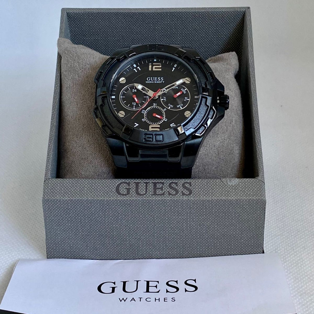 Guess Genesis Quartz Black Dial Black Silicone Strap Watch For Men - W1254G2 Buy Now By Guess