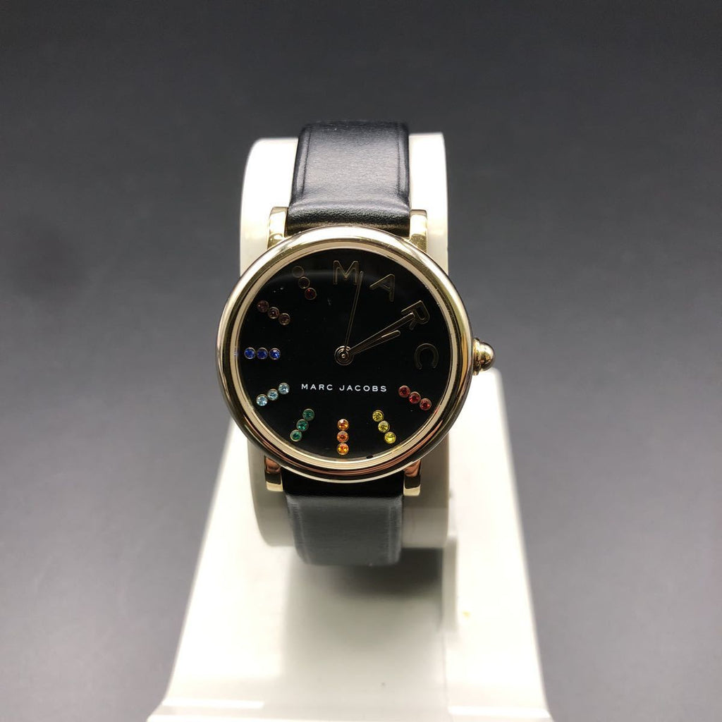 Marc Jacobs Roxy Black Dial Black Leather Strap Watch for Women - MJ1592 Buy Now By Marc Jacobs