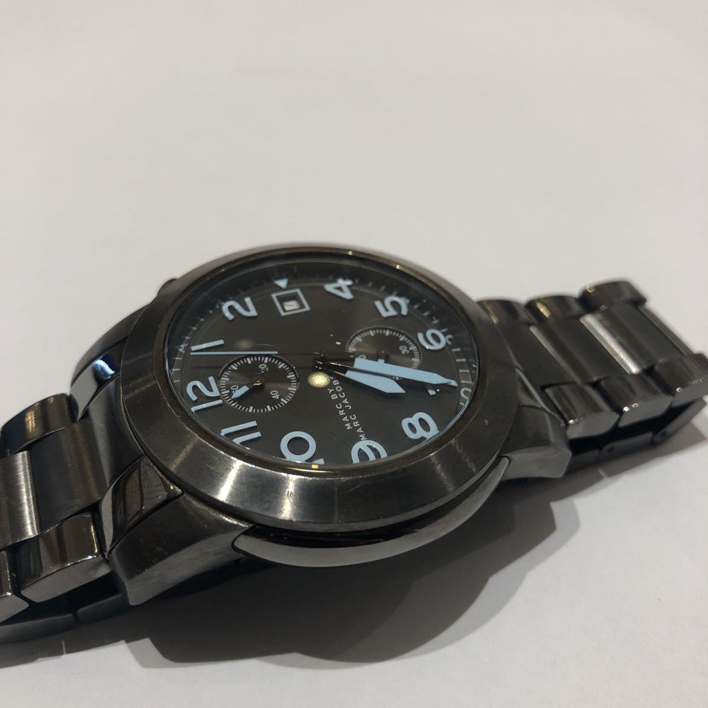 Marc Jacobs Larry Chronograph Black Dial Gunmetal Grey Steel Strap Watch for Men - MBM5031 Buy Now By Marc Jacobs