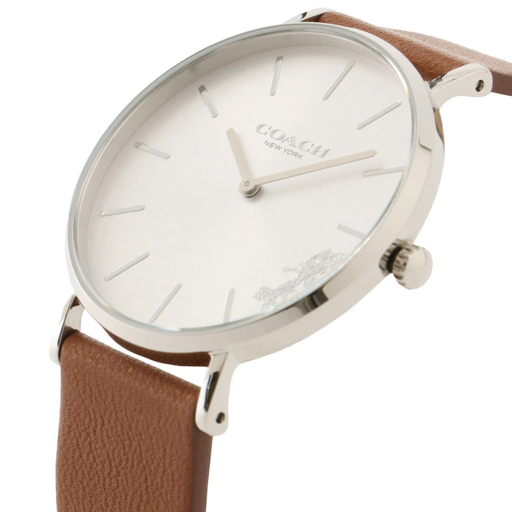 Coach Perry Silver Dial Brown Leather Strap Watch for Women - 14503120 Buy Now By Coach