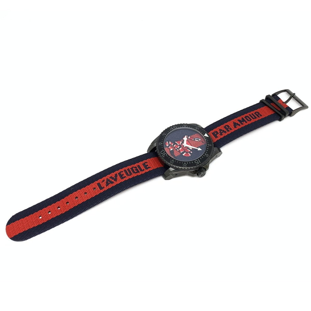 Gucci Dive Blue & Red Dial Blue & Red Nylon Strap Watch For Men - YA136214 Buy Now By Gucci