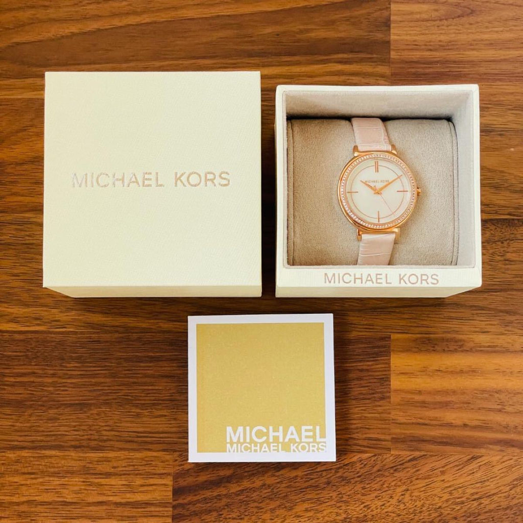 Michael Kors Cinthia Mother of Pearl Dial Pink Leather Strap Watch for Women - MK2663 Buy Now By Michael Kors