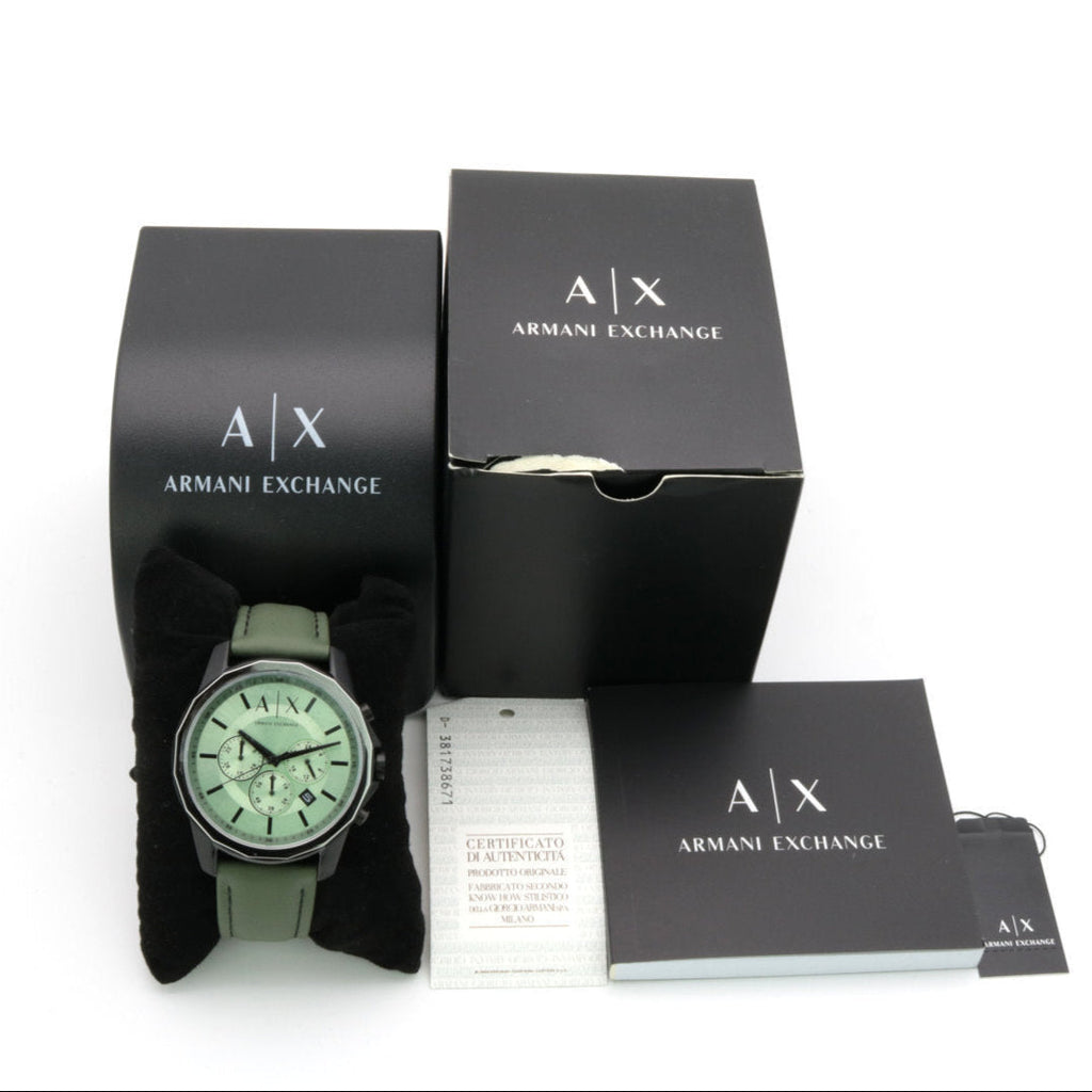 Armani Exchange Banks Chronograph Green Dial Green Leather Strap Watch For Men - AX1725 Buy Now By Armani Exchange