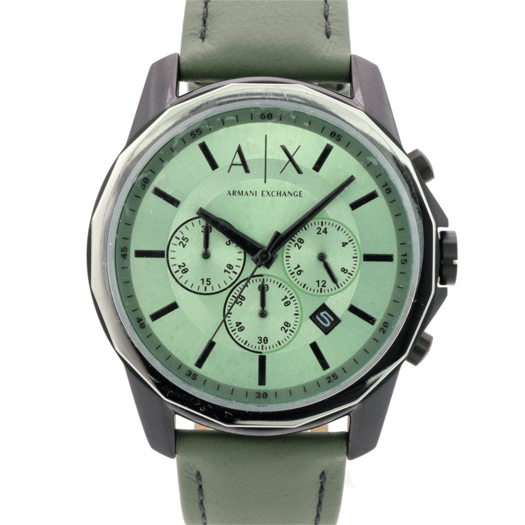 Armani Exchange Banks Chronograph Green Dial Green Leather Strap Watch For Men - AX1725 Buy Now By Armani Exchange