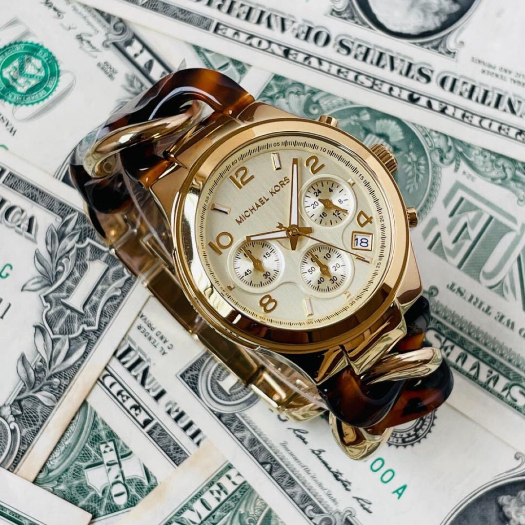 Michael Kors Runway Gold Dial Two Tone Steel Strap Watch for Women - MK4222 Buy Now By Michael Kors