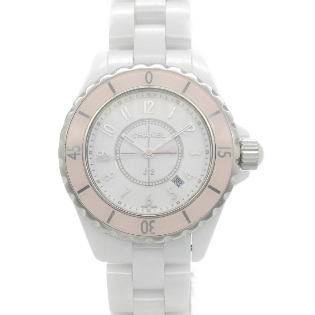 Chanel J12 Quartz Diamonds Pink Dial White Steel Strap Watch for Women - J12 H5513 Buy Now By Chanel