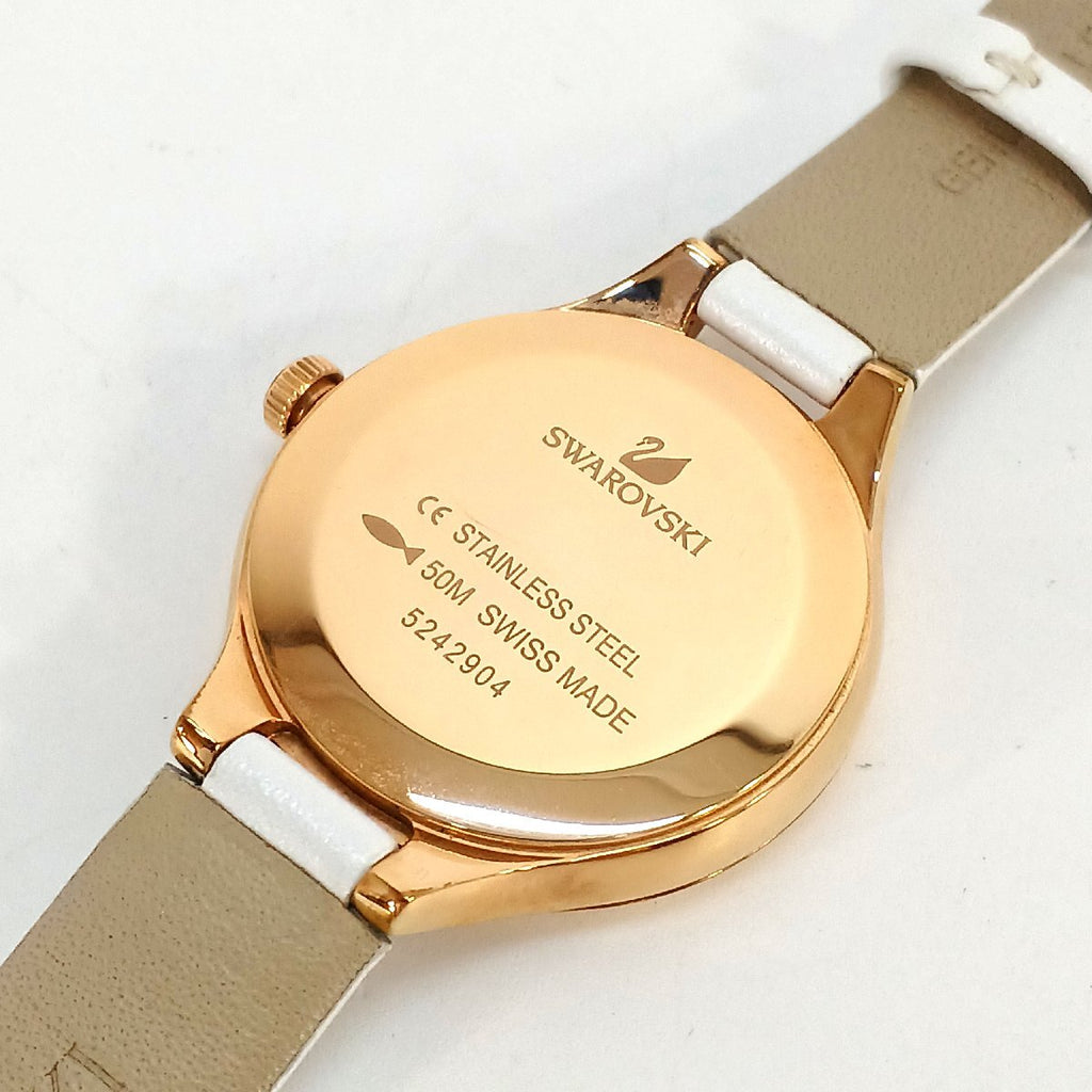 Swarovski Lovely Crystals Mother of Pearl Dial White Leather Strap Watch for Women - 5242904 Buy Now By Swarovski