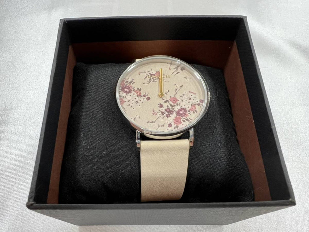 Coach Perry Beige Floral Dial Beige Leather Strap Watch for Women - 14503293 Buy Now By Coach