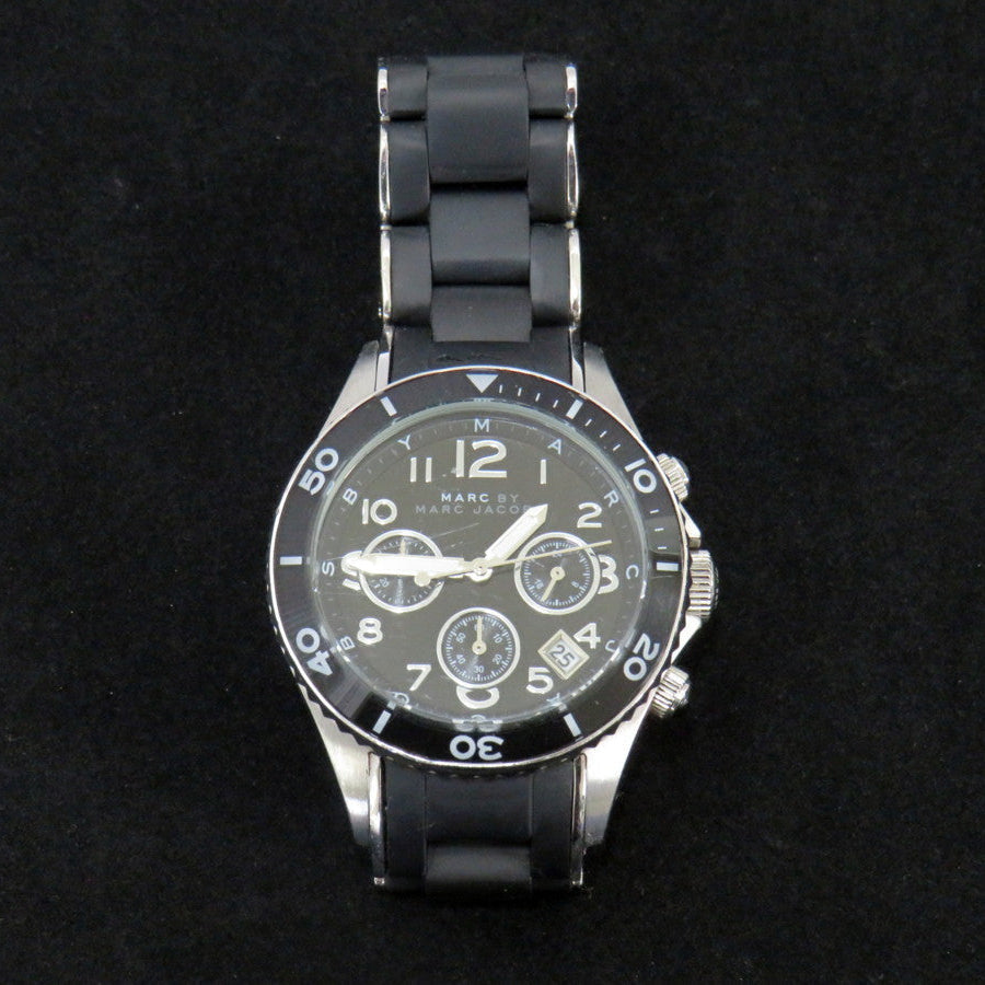 Marc Jacobs Rock Chronograph Black Dial Black Silicone Strap Watch for Women - MBM2551 Buy Now By Marc Jacobs