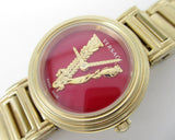 Versace Virtus Mini Quartz Red Dial Gold Steel Strap Watch For Women - VET300321 Buy Now By Versace