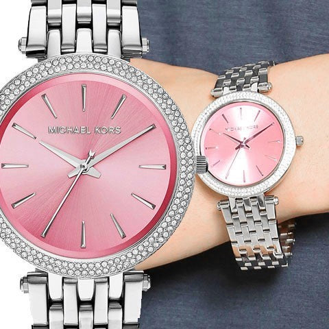 Michael Kors Darci Crystal Pink Dial Silver Stainless Steel Strap Watch for Women - MK3352 Buy Now By Michael Kors