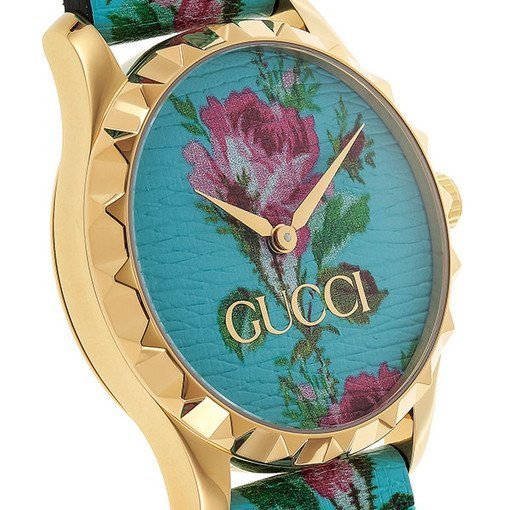 Gucci G Timeless Floral Turquoise Dial Turquoise Leather Strap Watch For Women - YA1264085 Buy Now By Gucci