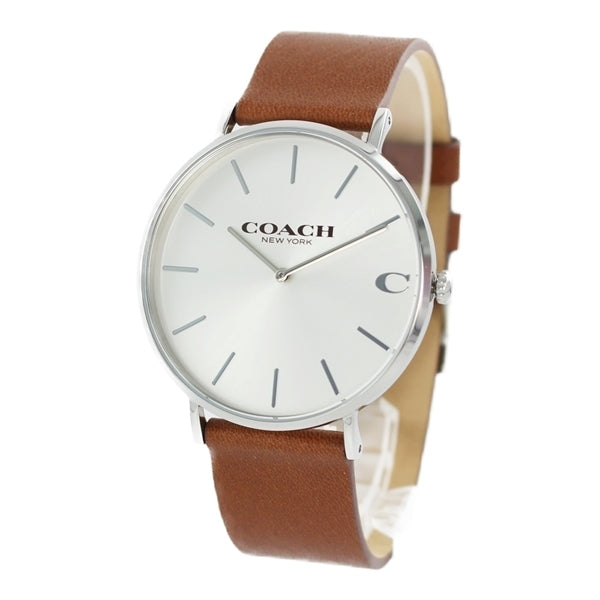 Coach Charles Silver Dial Brown Leather Strap Watch for Men - 14602152 Buy Now By Coach