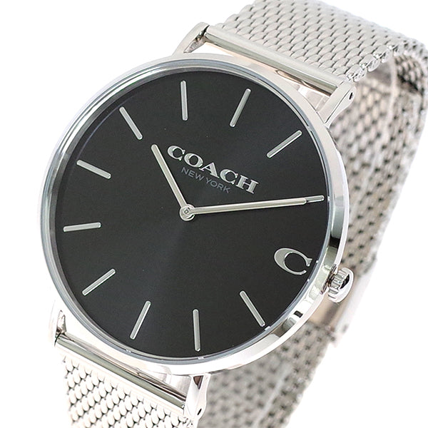 Coach Charles Black Dial Silver Mesh Bracelet Watch for Men - 14602144 Buy Now By Coach