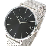 Coach Charles Black Dial Silver Mesh Bracelet Watch for Men - 14602144 Buy Now By Coach