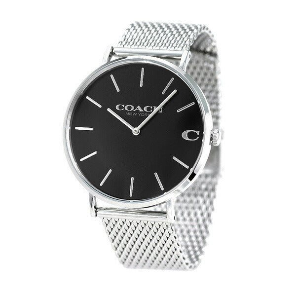 Coach Charles Black Dial Silver Mesh Bracelet Watch for Men - 14602144 Buy Now By Coach