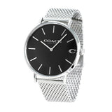 Coach Charles Black Dial Silver Mesh Bracelet Watch for Men - 14602144 Buy Now By Coach