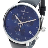 Calvin Klein High Noon Chronograph Blue Dial Black Leather Strap Watch for Men - K8M271CN Buy Now By Calvin Klein
