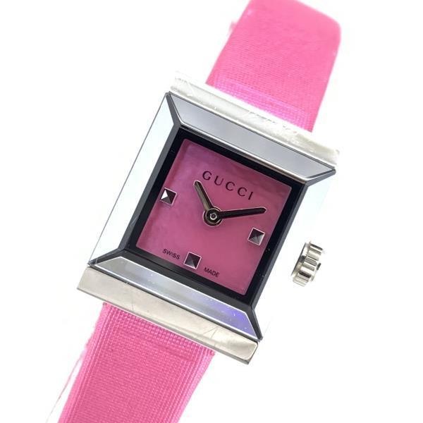 Gucci G-Frame Square Fuchsia Mother of Pearl Dial Fuchsia Leather Strap Watch For Women - YA128533 Buy Now By Gucci