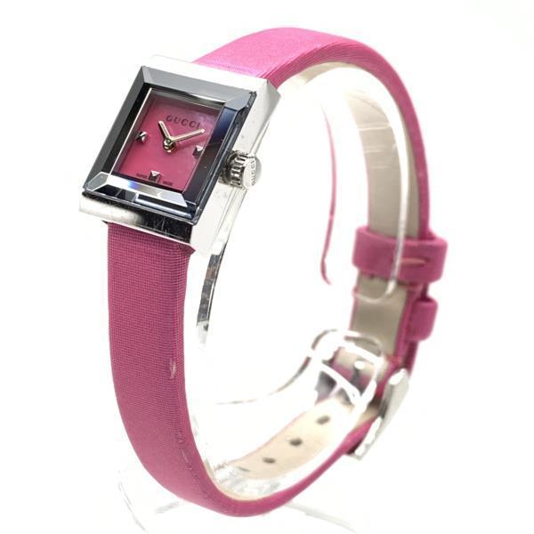 Gucci G-Frame Square Fuchsia Mother of Pearl Dial Fuchsia Leather Strap Watch For Women - YA128533 Buy Now By Gucci