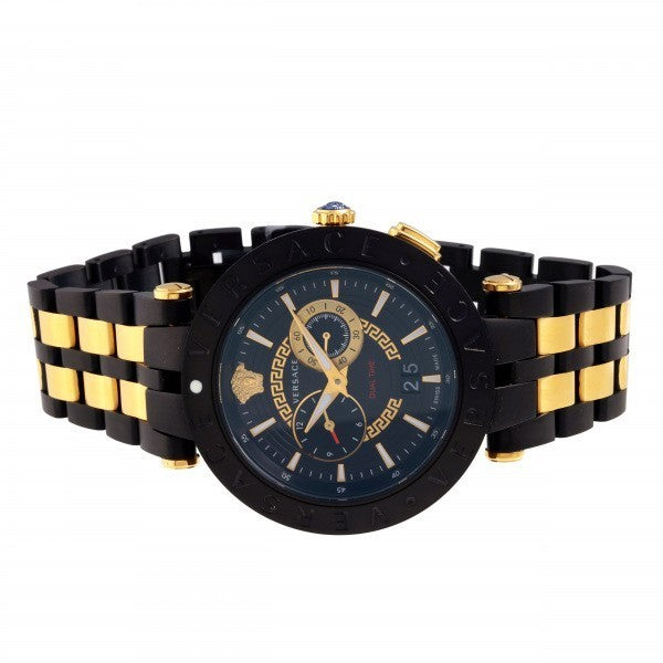 Versace V-Race Analog Quartz Black Dial Two Tone Steel Strap Watch For Men - VEBV00619 Buy Now By Versace