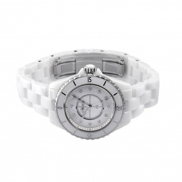 Chanel J12 Diamonds Mother of Pearl White Dial White Steel Strap Watch for Women - J12 H5704 Buy Now By Chanel
