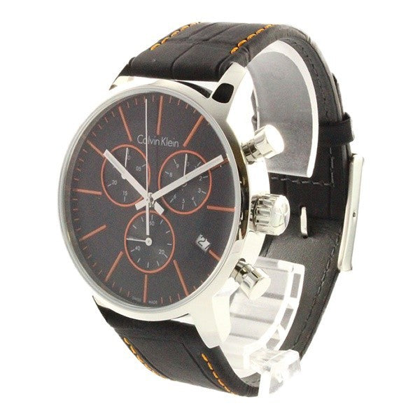 Calvin Klein City Chronograph Black Dial Black Leather Strap Watch for Men - K2G271C1 Buy Now By Calvin Klein