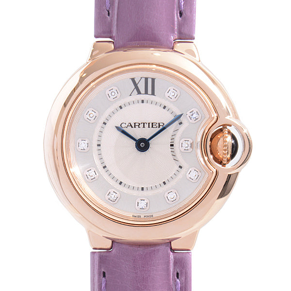 Cartier Ballon Bleu Diamonds White Dial Pink Leather Strap Watch for Women - WE902050 Buy Now By Cartier