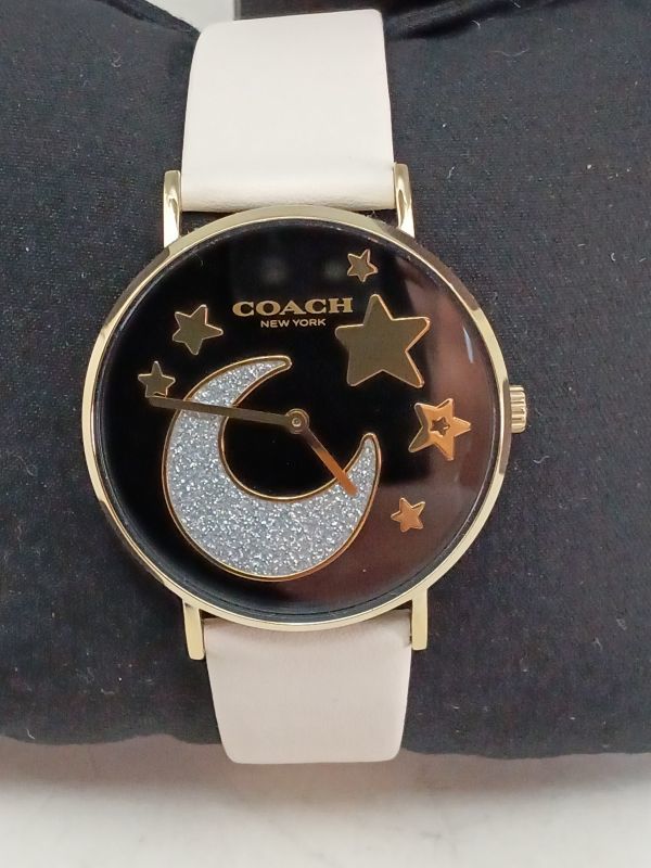 Coach Perry Black Dial White Leather Strap Watch for Women - 14503041 Buy Now By Coach