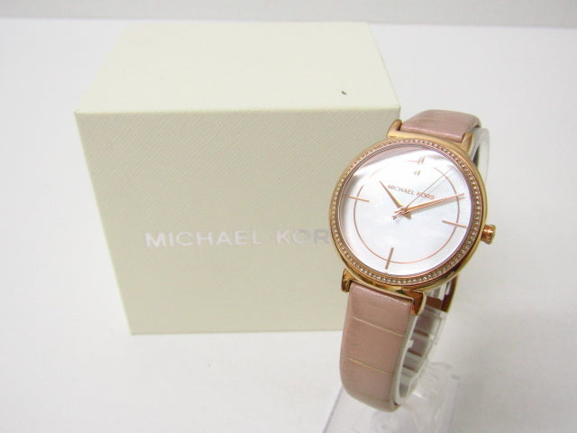 Michael Kors Cinthia Mother of Pearl Dial Pink Leather Strap Watch for Women - MK2663 Buy Now By Michael Kors