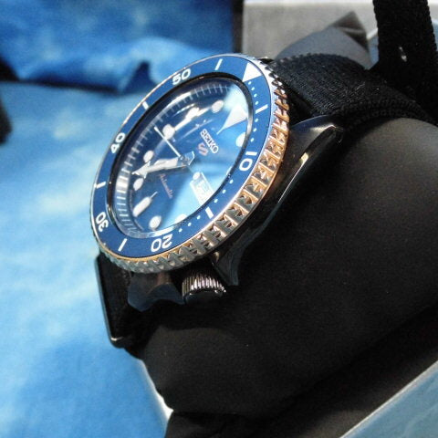 Seiko 5 Sports Automatic Blue Dial Black NATO Strap Watch for Men - SBSA098