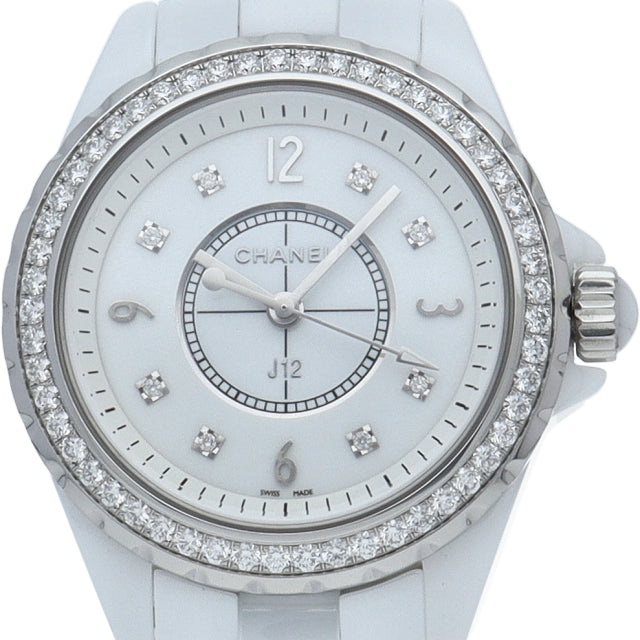 Chanel J12 Quartz Diamonds White Dial White Steel Strap Watch for Women - J12 H3110 Buy Now By Chanel