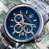 Maserati Successo 44mm Chronograph Quartz Blue Dial Silver Steel Strap Watch For Men - R8873621016 Buy Now By Maserati