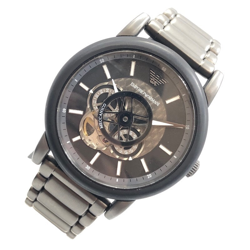 Emporio Armani Meccanico Automatic Black Dial Black Steel Strap Watch For Men - AR60010 Buy Now By Emporio Armani