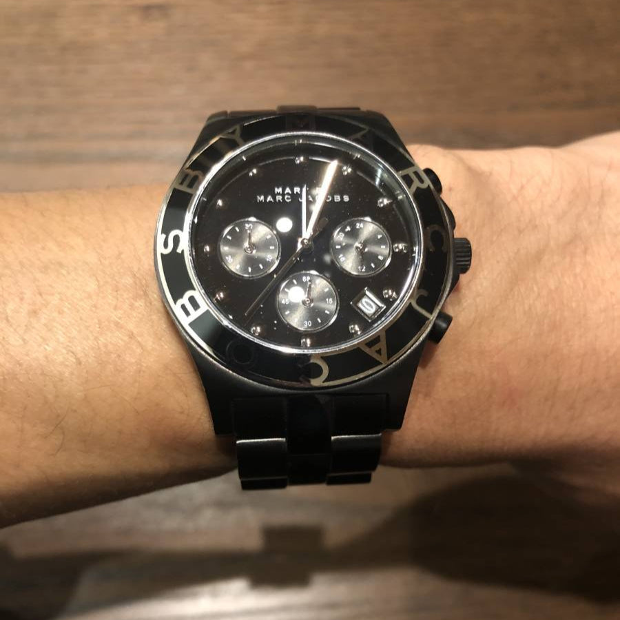 Marc Jacobs Blade Chronograph Black Dial Black Steel Strap Watch for Women - MBM3083 Buy Now By Marc Jacobs