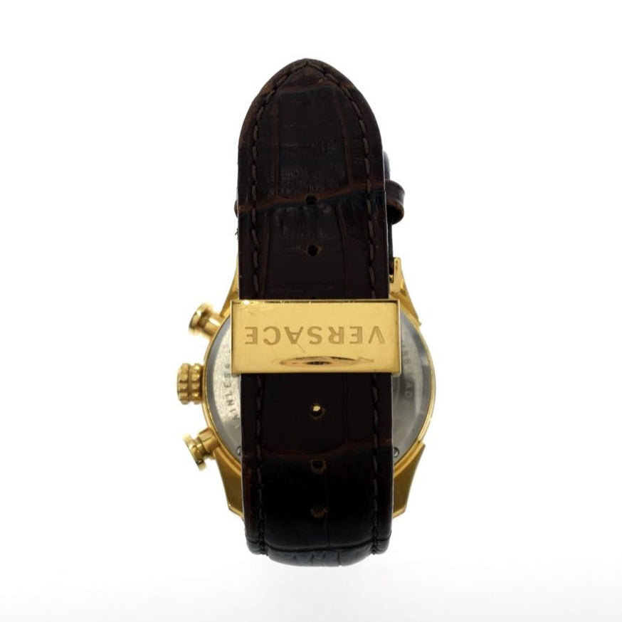 Versace V-Ray Chronograph Quartz Black Dial Brown Leather Strap Watch For Men - VEDB00318 Buy Now By Versace