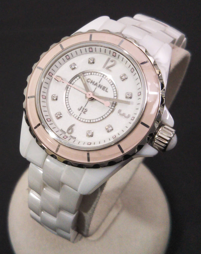 Chanel J12 Quartz Diamonds Ceramic White Dial White Steel Strap Watch for Women - J12 H4466 Buy Now By Chanel