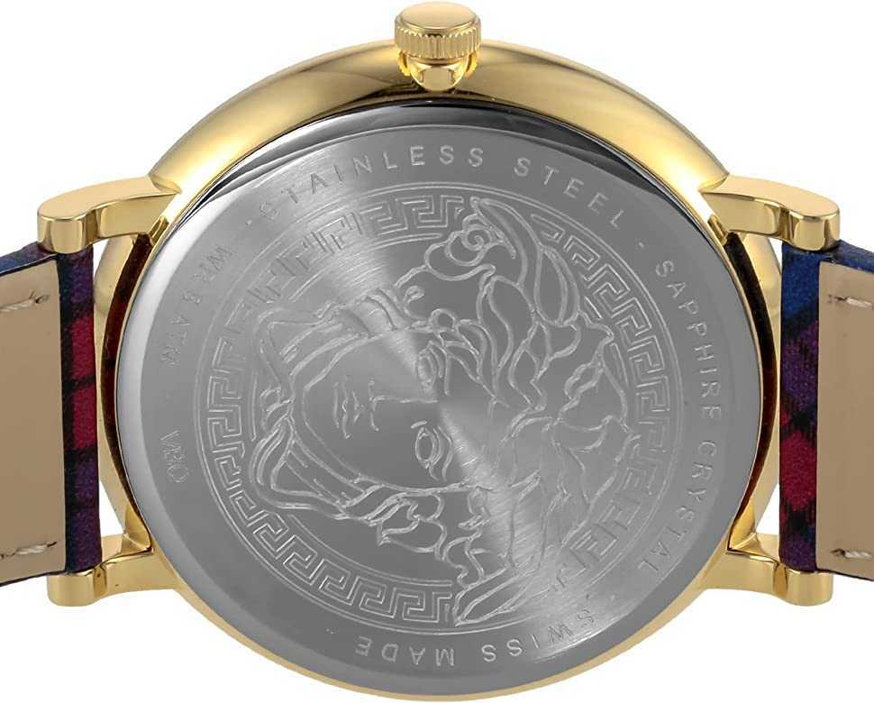 Versace V-Circle The Clans Edition Black Dial Red & Blue Leather Strap Watch for Women - VEBQ00218 Buy Now By Versace