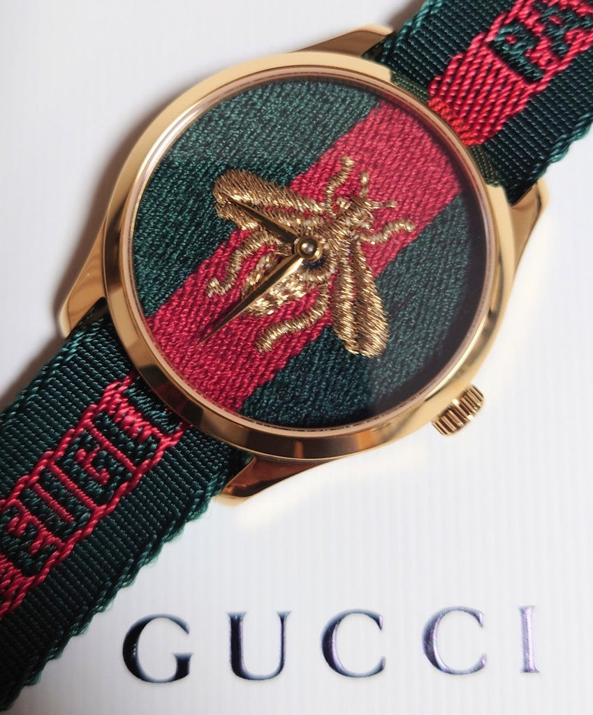 Gucci G Timeless Quartz Green & Red Dial Green & Red NATO Strap Watch For Men - YA126487A Buy Now By Gucci